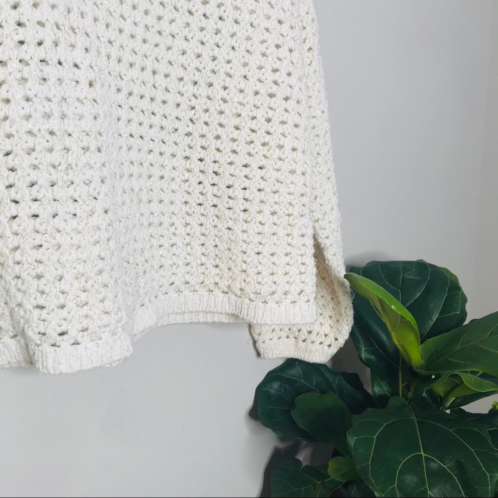 Vintage Shimmer Crop Open Knit Chunky Sweater - Picture 4 of 4